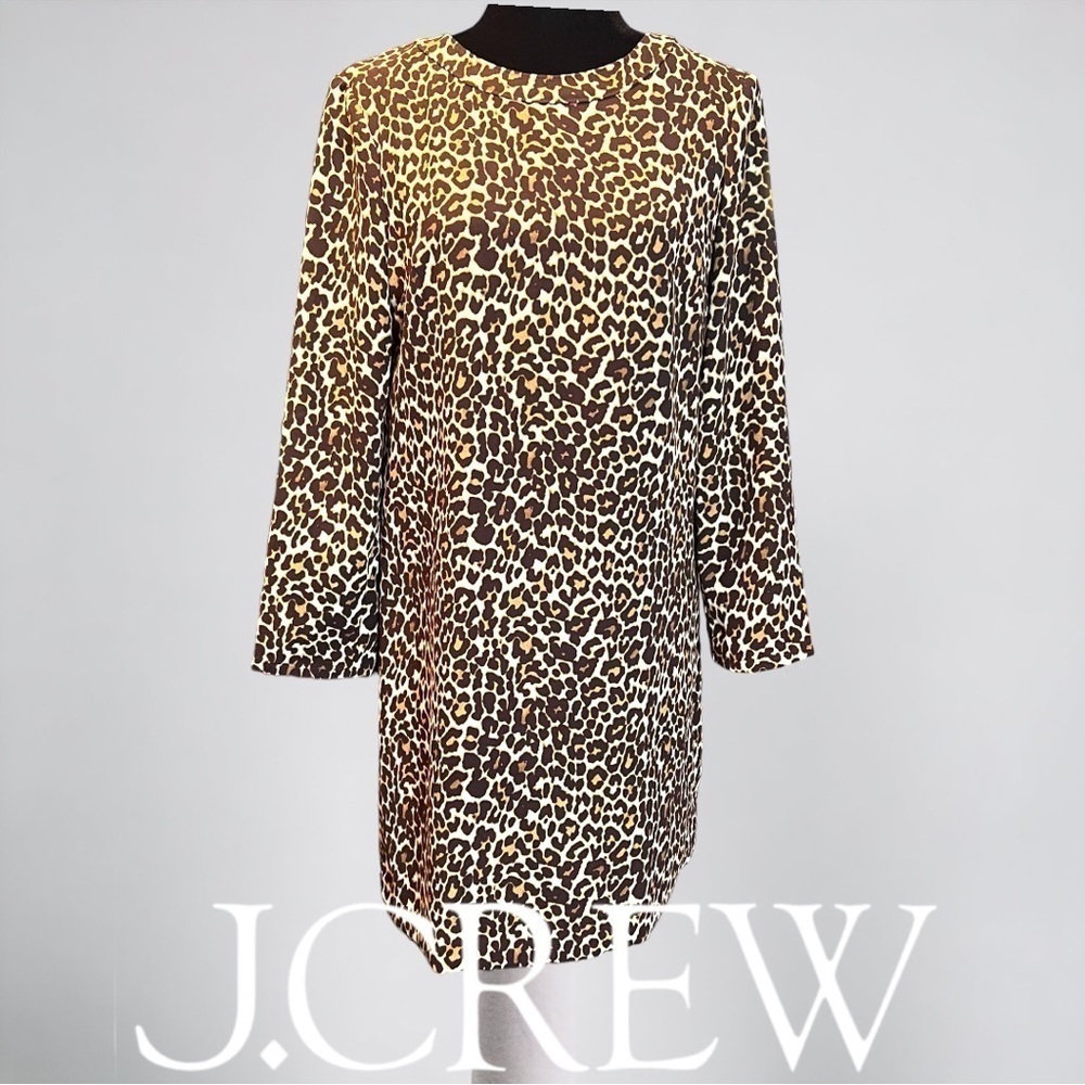 J Crew Cheetah Leopard Print Crepe Shift Dress sz 4